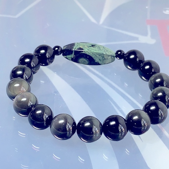 OBSIDIAN + KAMBABA NATURAL BRACELET size 7.5” - Picture 7 of 16